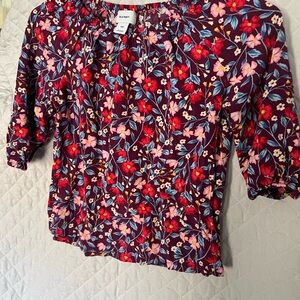 Old Navy Kids Floral Blouse - Burgundy and Pink